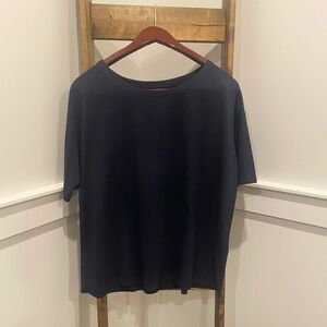 J.Jill Luxe Supima Elbow-Sleeve Navy Tee